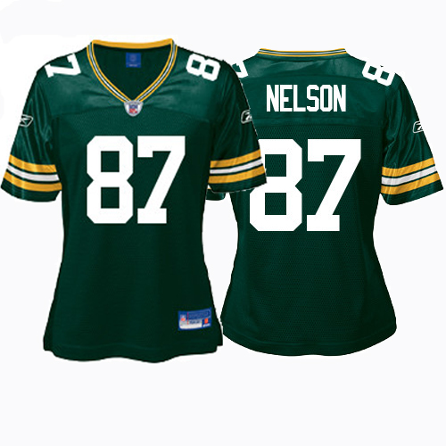 Packers #87 Jordy Nelson Green Women's Team Color Stitched NFL Jersey